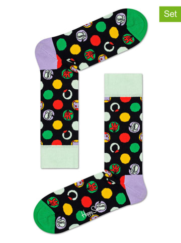 Happy Socks Skarpety (2 pary) w kolorze czarnym ze wzorem