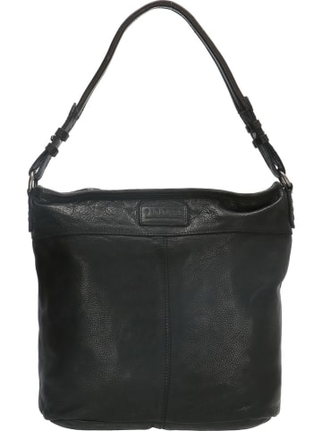 HIDE & STITCHES Leren schoudertas zwart - (B)34 x (H)30 x (D)9 cm