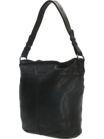HIDE & STITCHES Leren schoudertas zwart - (B)34 x (H)30 x (D)9 cm
