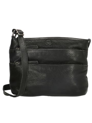 HIDE & STITCHES Leder-Umhängetasche in Schwarz - (B)26 x (H)20 x (T)5 cm
