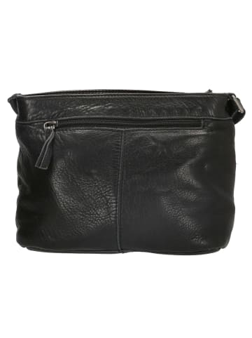 HIDE & STITCHES Leder-Umhängetasche in Schwarz - (B)26 x (H)20 x (T)5 cm