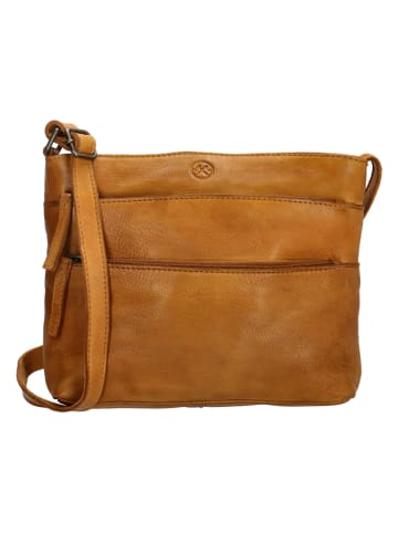 HIDE & STITCHES Leder-Umhängetasche in Senf - (B)26 x (H)20 x (T)5 cm