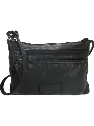 HIDE & STITCHES Leder-Umhängetasche in Schwarz - (B)23 x (H)17 x (T)3,5 cm