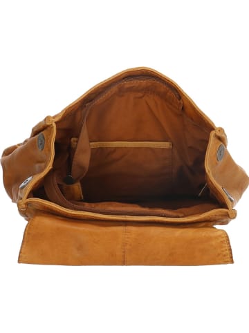 HIDE & STITCHES Skórzany plecak w kolorze musztardowym - 26 x 31 x 12 cm