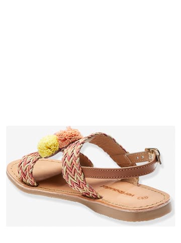 vertbaudet Skórzane sandały w kolorze jasnoróżowo-czerwonym