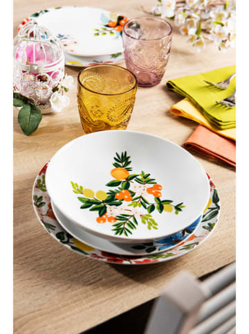 Trendy Kitchen by EXCÉLSA 18-częściowy zestaw talerzy "Naif Frida" w kolorze białym ze wzorem