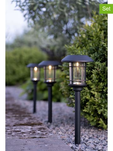 Best Season 3-delige set: ledsolartuinstekers "Fride" zwart - (H)34 cm