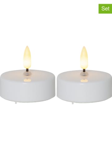 STAR Trading 2-delige set: ledtheelichten "Flame" wit - (H)5,5 x Ø 5,8 cm