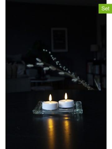 STAR Trading 2-delige set: ledtheelichten "Flame" wit - (H)5,5 x Ø 5,8 cm