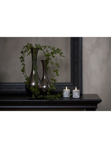 Best Season Ledkaars "Flame Marble" grijs - (H)9 x Ø 5,5 cm
