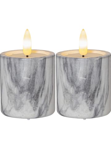 Best Season LED-Kerze "Flame Marble" in Grau - (H)9 x Ø 5,5 cm