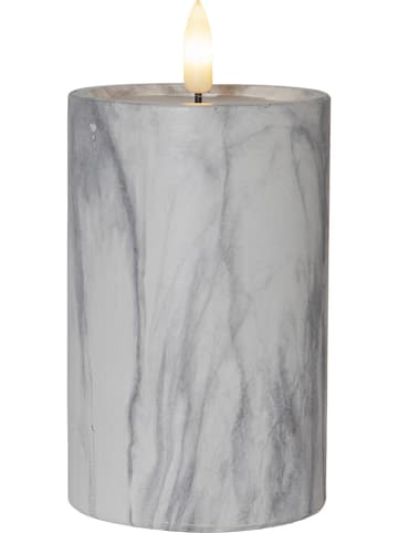 Best Season Ledkaars "Flame Marble" grijs - (H)15 x Ø 7,5 cm