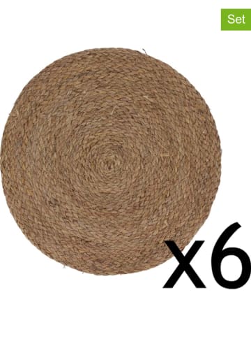 Ogo Living 6-delige set: placemats "Mali" lichtbruin - Ø 38 cm