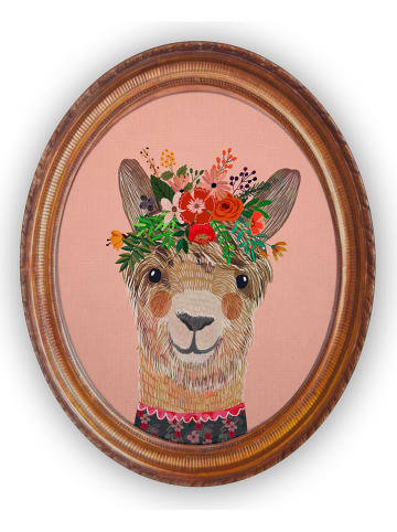 Folkifreckles Wanddekor "Floral Llama" - (B)40 x (H)50 cm