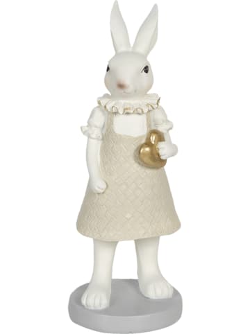 Clayre & Eef Dekofigur "Kaninchen Mädchen" in Weiß - (B)9 x (H)20 x (T)8 cm