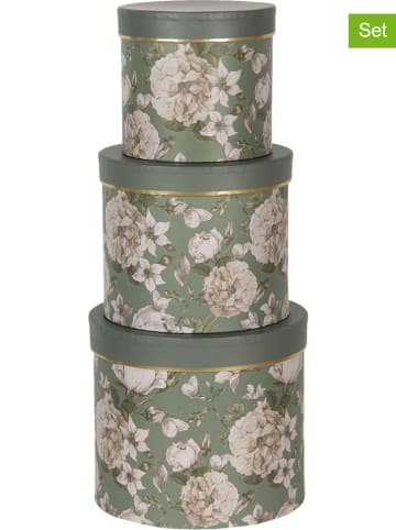 Clayre & Eef 3-delige set: opbergdozen groen