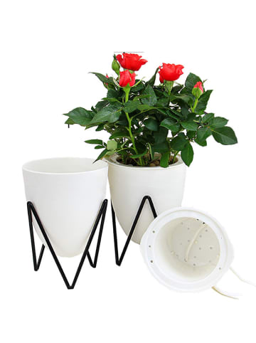 Tomasucci Selbstbewässernder Blumentopf in Weiß - (H)23 x Ø 19 cm