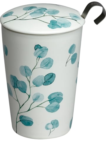 Eigenart Kubek "Teave - Trees Eucalyptus" w kolorze biało-niebieskim do herbaty - 350 ml
