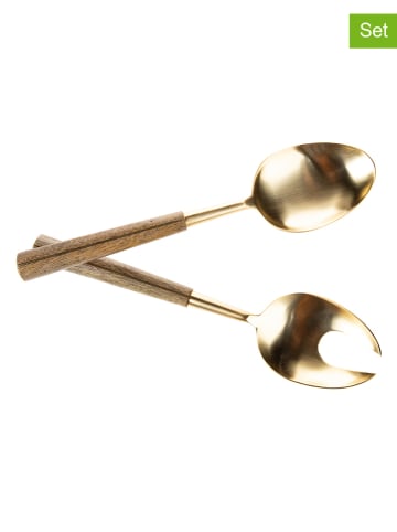 Bloomingville 2er-Set: Salatlöffel "Asja" in Gold - (L)28 cm