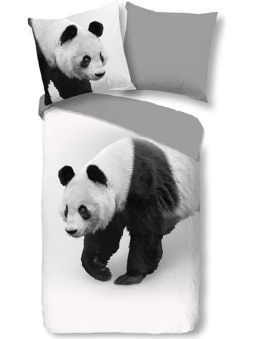 Pure Komplet pościeli "Panda" w kolorze biało-szarym z mikrofibry