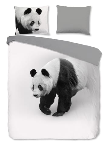 Pure Mikrofaser-Bettwäsche-Set "Panda" in Grau/ Weiß