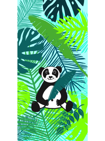 Le Comptoir de la Plage Ręcznik plażowy "Mozo - Panda" w kolorze zielonym - 140 x 70 cm