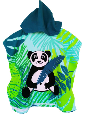 Le Comptoir de la Plage Badeponcho "Kids - Panda" in Grün/ Blau - (L)120 x (B)60 cm