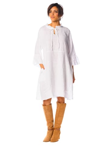 La Compagnie Du Lin Lniana sukienka "Carline" w kolorze białym