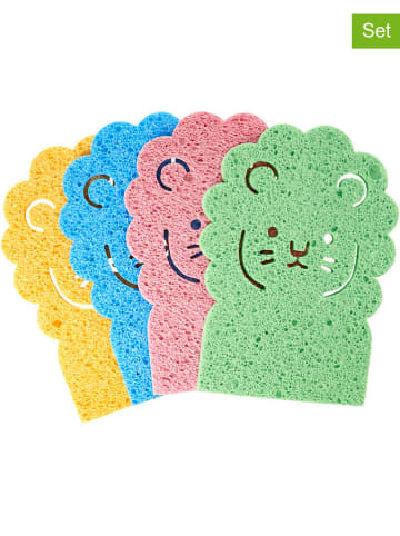 Rice 4er-Set: Schwämme "Löwe" in Bunt - (B)15 x (H)20 cm