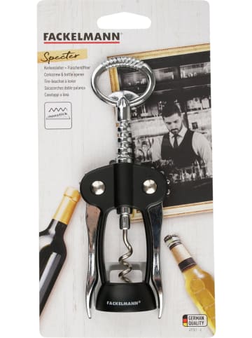 Fackelmann Kurkentrekker "Specter" zwart/zilverkleurig - (L)17 cm