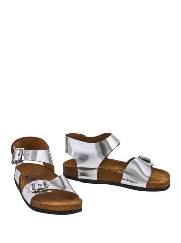 Moosefield Skórzane sandały w kolorze srebrnym