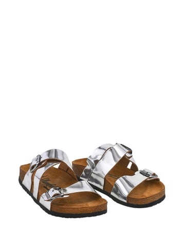 Moosefield Leder-Pantoletten in Silber