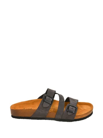 Moosefield Leder-Pantoletten in Anthrazit