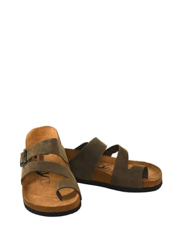 Moosefield Leder-Zehentrenner in Khaki