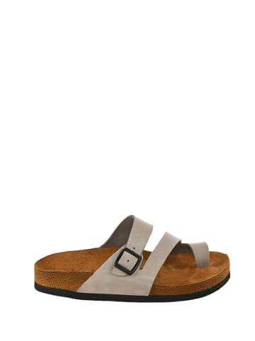 Moosefield Leren teenslippers grijs