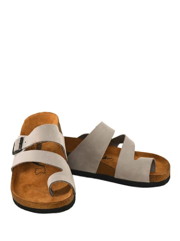 Moosefield Leren teenslippers grijs