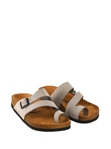 Moosefield Leren teenslippers grijs