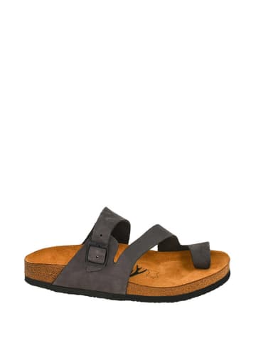 Moosefield Leren teenslippers antraciet
