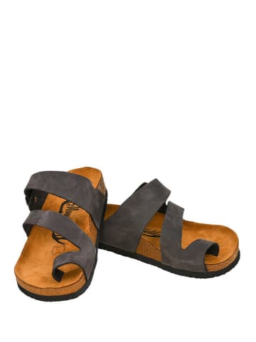 Moosefield Leren teenslippers antraciet