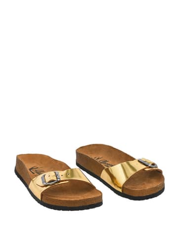 Moosefield Leder-Pantoletten in Gold