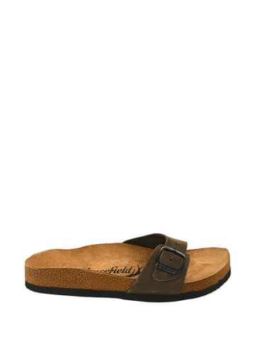 Moosefield Skórzane klapki w kolorze khaki
