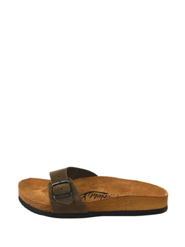 Moosefield Skórzane klapki w kolorze khaki