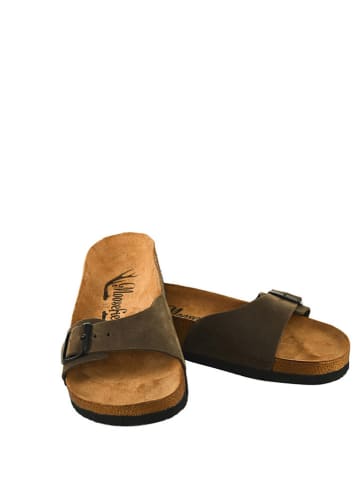 Moosefield Skórzane klapki w kolorze khaki