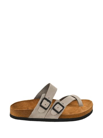 Moosefield Leren teenslippers grijs