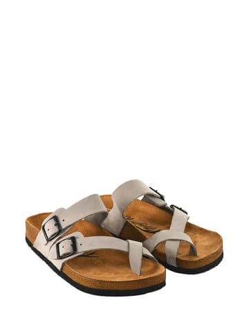 Moosefield Leren teenslippers grijs