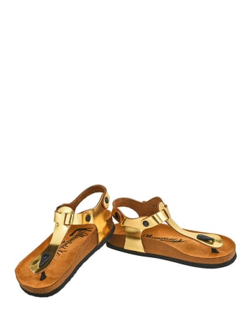 Moosefield Skórzane sandały w kolorze złotym