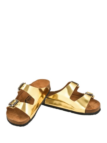 Moosefield Leren slippers goudkleurig