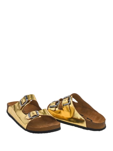 Moosefield Leder-Pantoletten in Gold