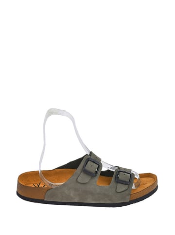 Moosefield Leder-Pantoletten in Khaki