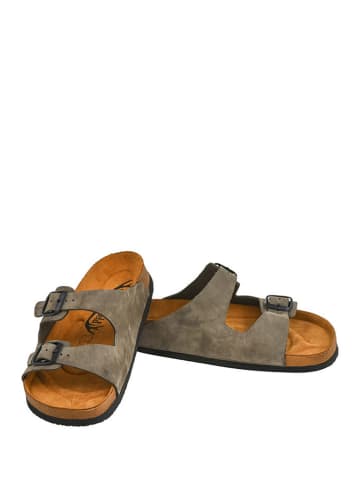 Moosefield Leder-Pantoletten in Khaki